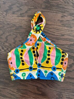Zara Multi-Color Floral Halter Crop Top
